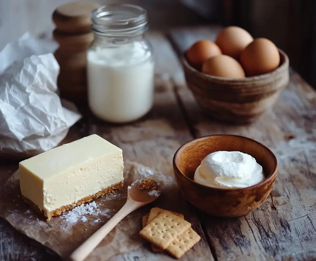 Ingredients for American Cheesecake.