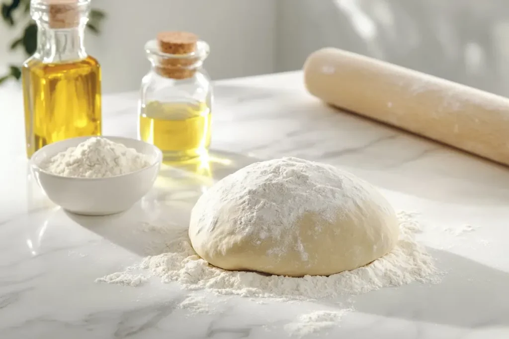 Italian baker shaping artisan bread dough