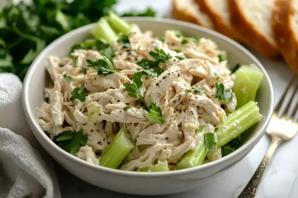 Chicken salad made with rotisserie chicken and yogurt dressing