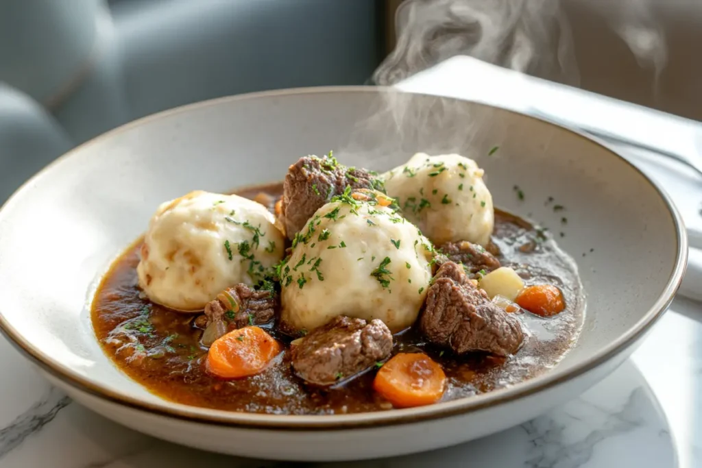 Bisquick dumplings with beef stew