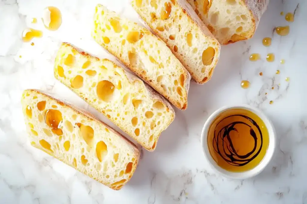 Sliced Artisan Italian Bread on White Marble