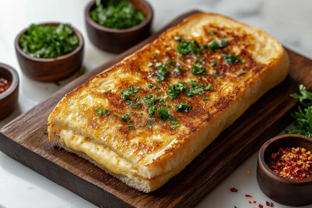 Rustic tray with grilled cheese sandwich and spices