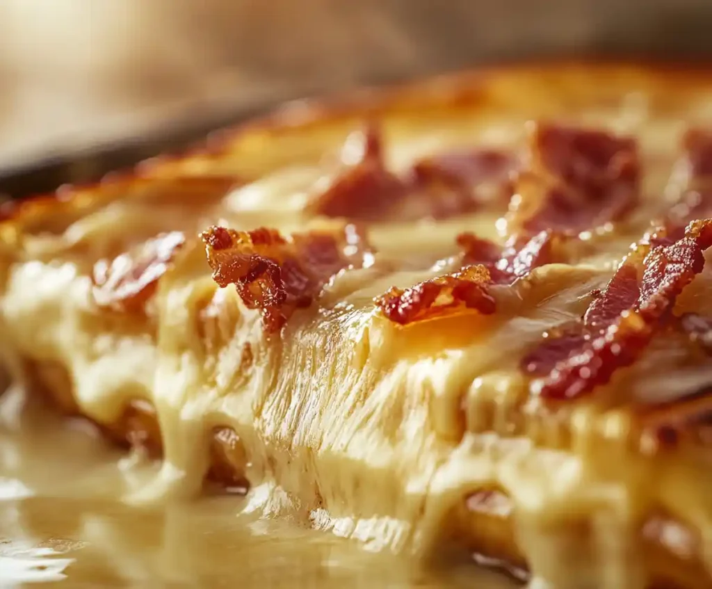 Cooking grilled cheese with bacon in a skillet