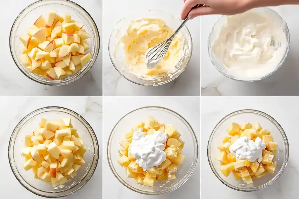 Step-by-step preparation of Taffy Apple Salad.