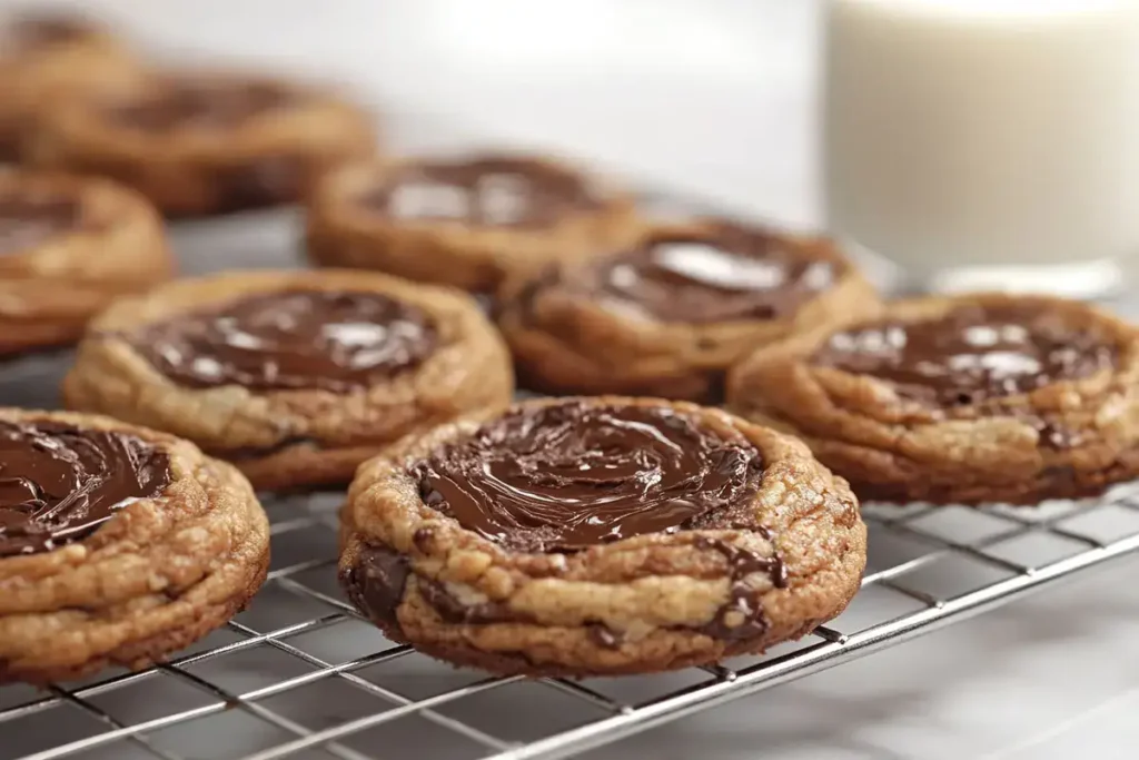 Freshly baked Crisco Chocolate Chip Cookies cooling on a wire rack