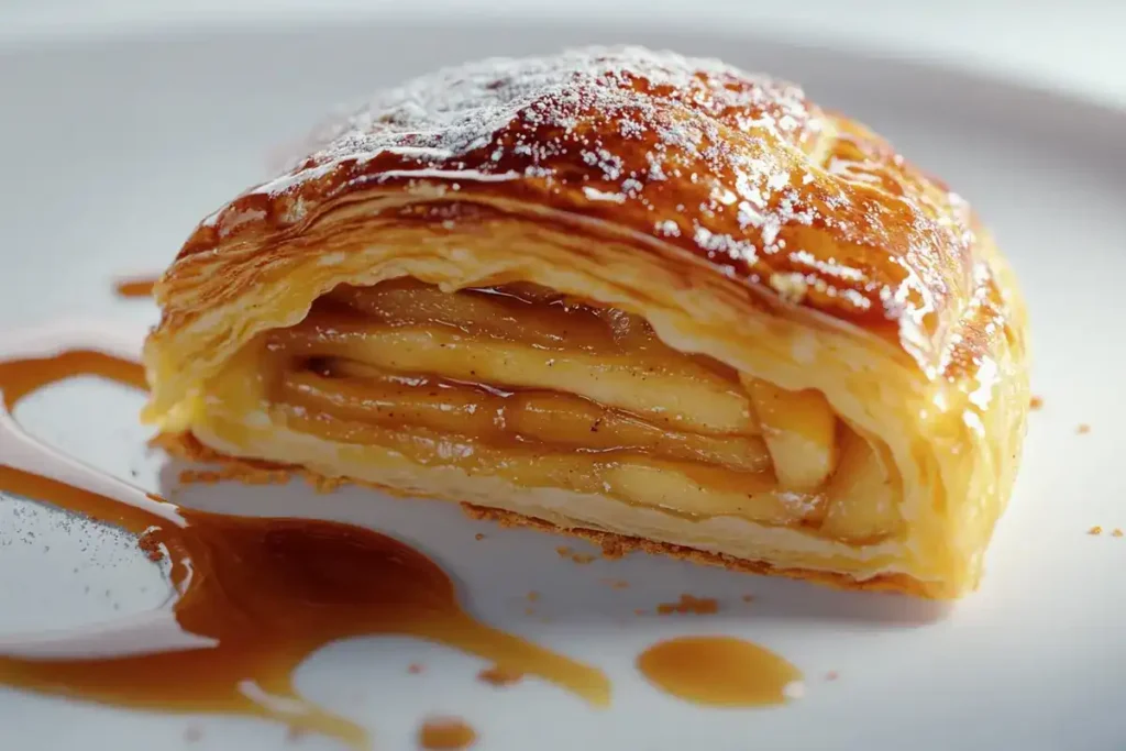 Freshly Baked Apple Puff Pastry with Caramel Drizzle