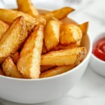 Crispy air-fried French fries served in a white bowl